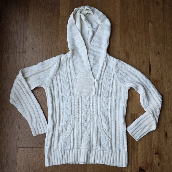 St. John's Bay Ivory Cable Knit Hooded Sweater Women's Size M - Picture 1 of 10